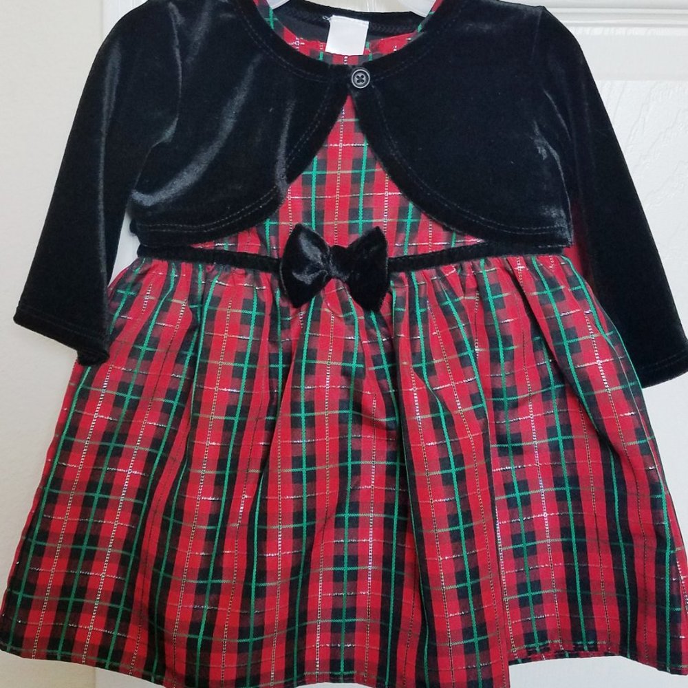 GEORGE Girls Red & Black Plaid Dress 2 Piece Set - 2T